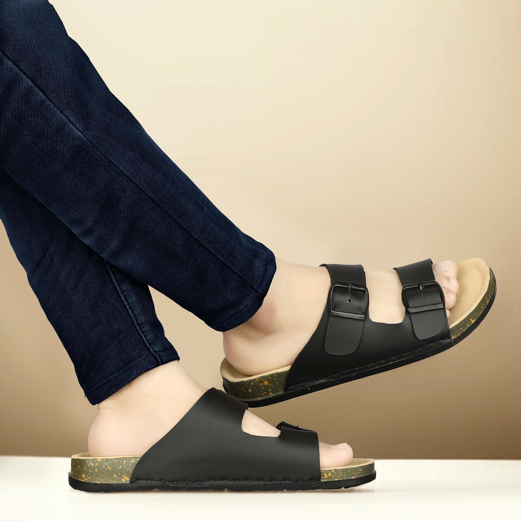 Planet Walk DBUCKLE Black Sandals - Side