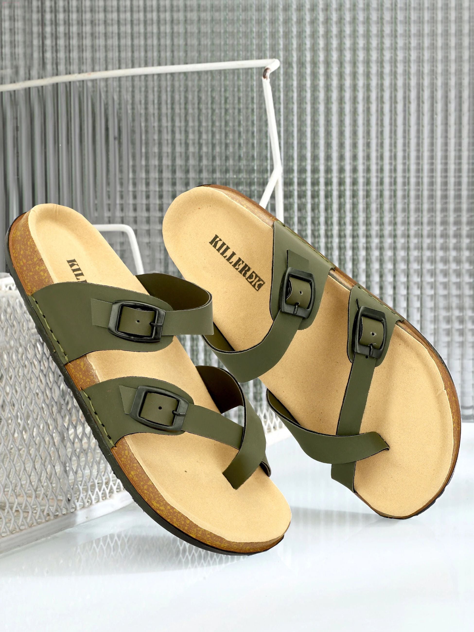 Planet Walk DIAGONAL Olive Sandals - Main