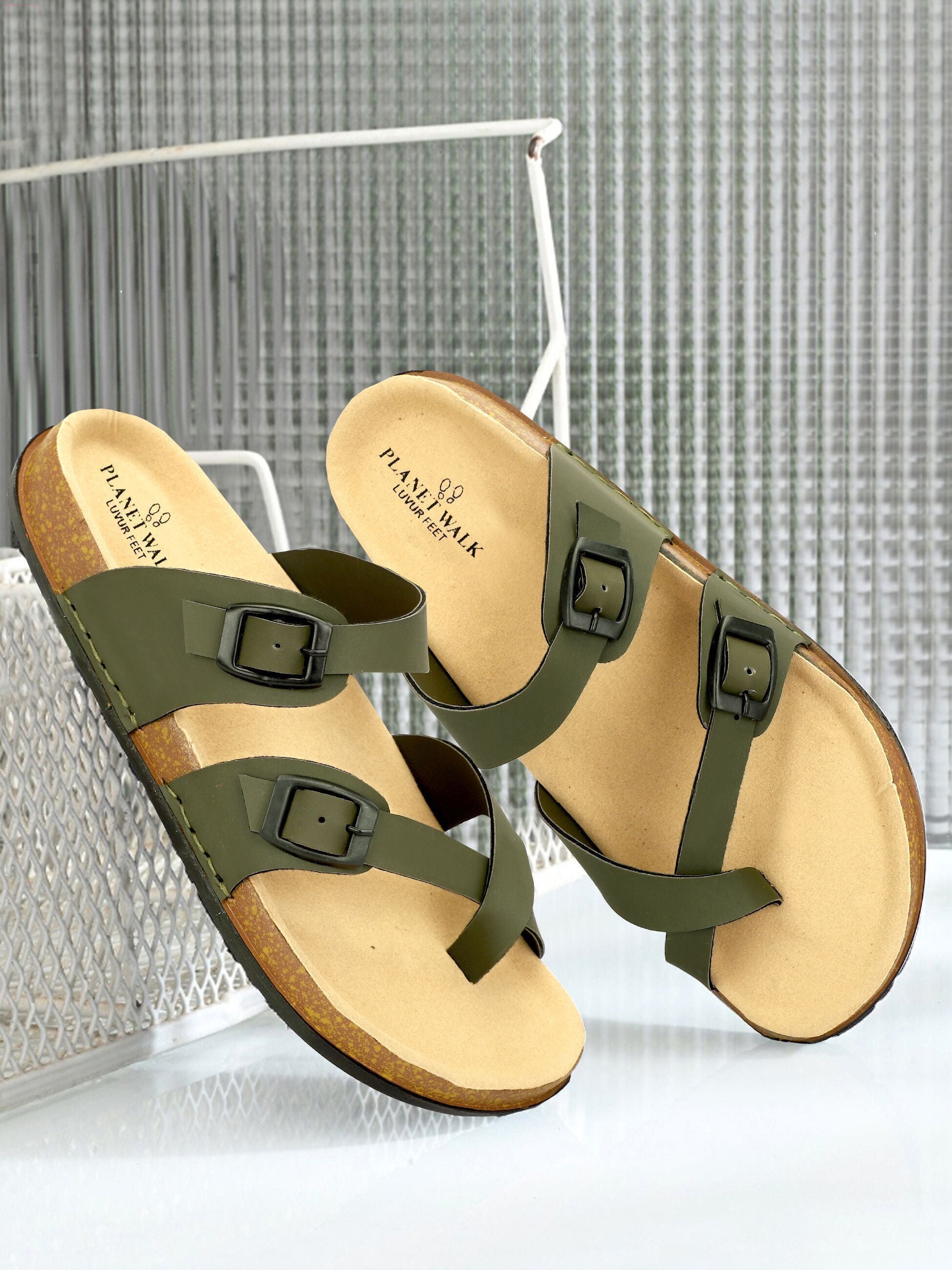 Planet Walk DIAGONAL Olive Sandals - Main
