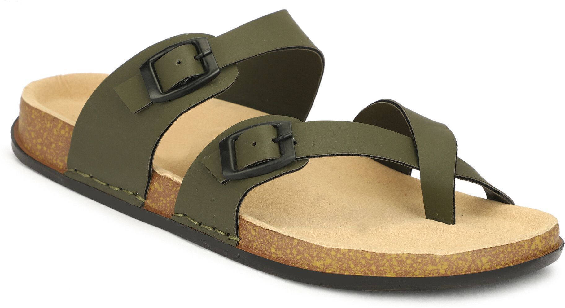 Planet Walk DIAGONAL Olive Sandals - Side
