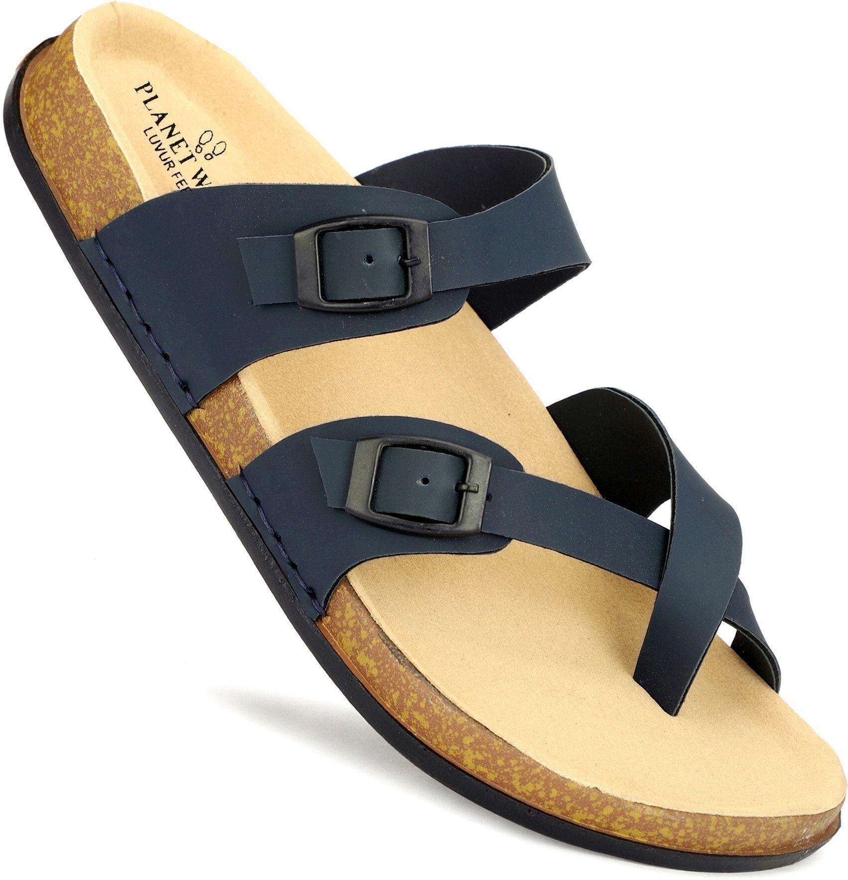 Planet Walk DIAGONAL Blue Sandals - Side