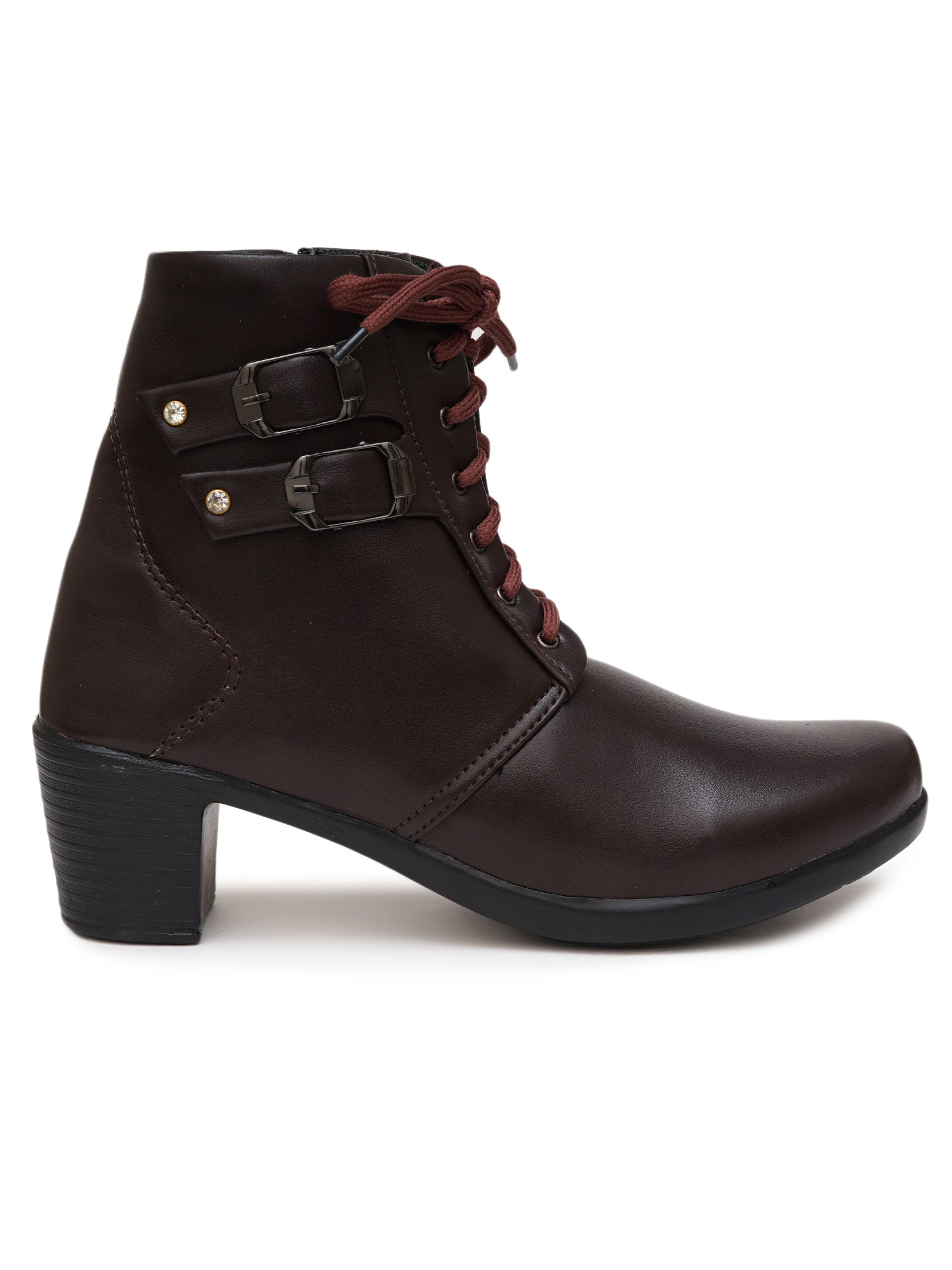 Planet Walk Biker Lace-Up Women's Ankle Boots - Brown view 3