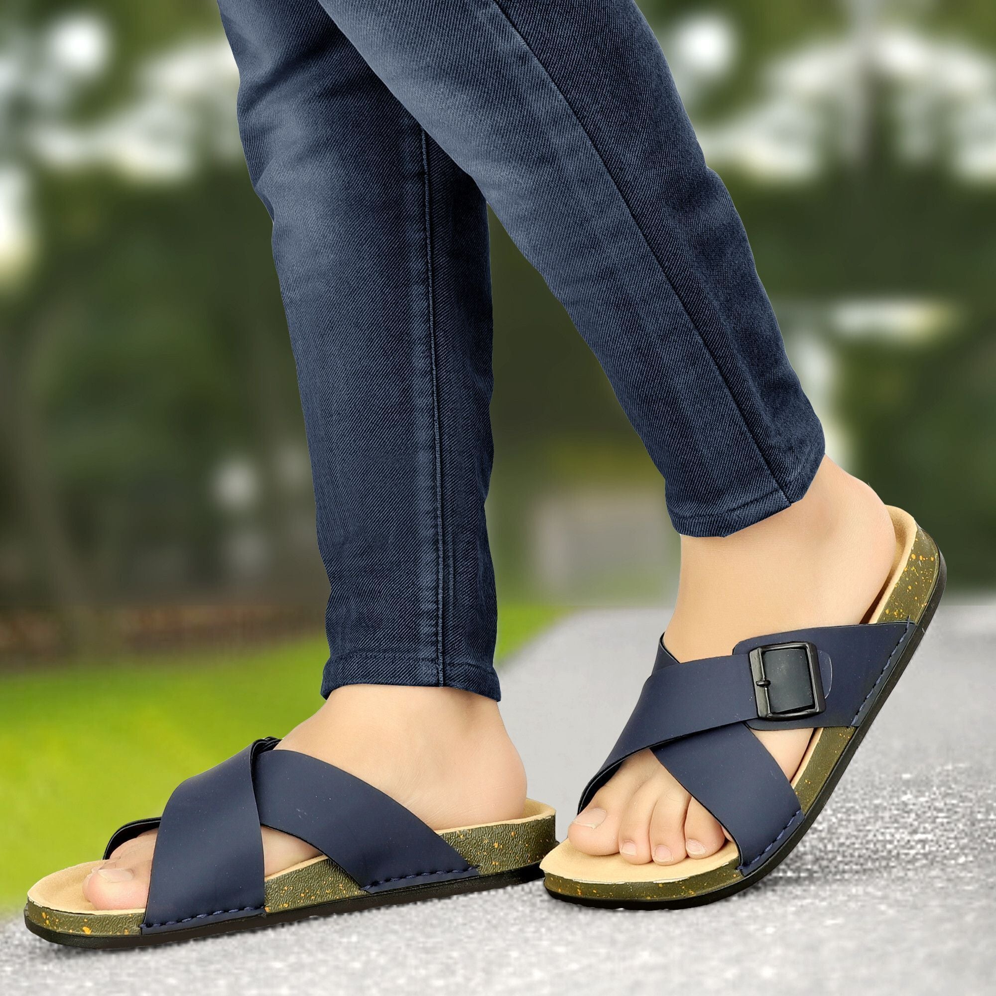 Planet Walk CROSS Blue Sandals - Side