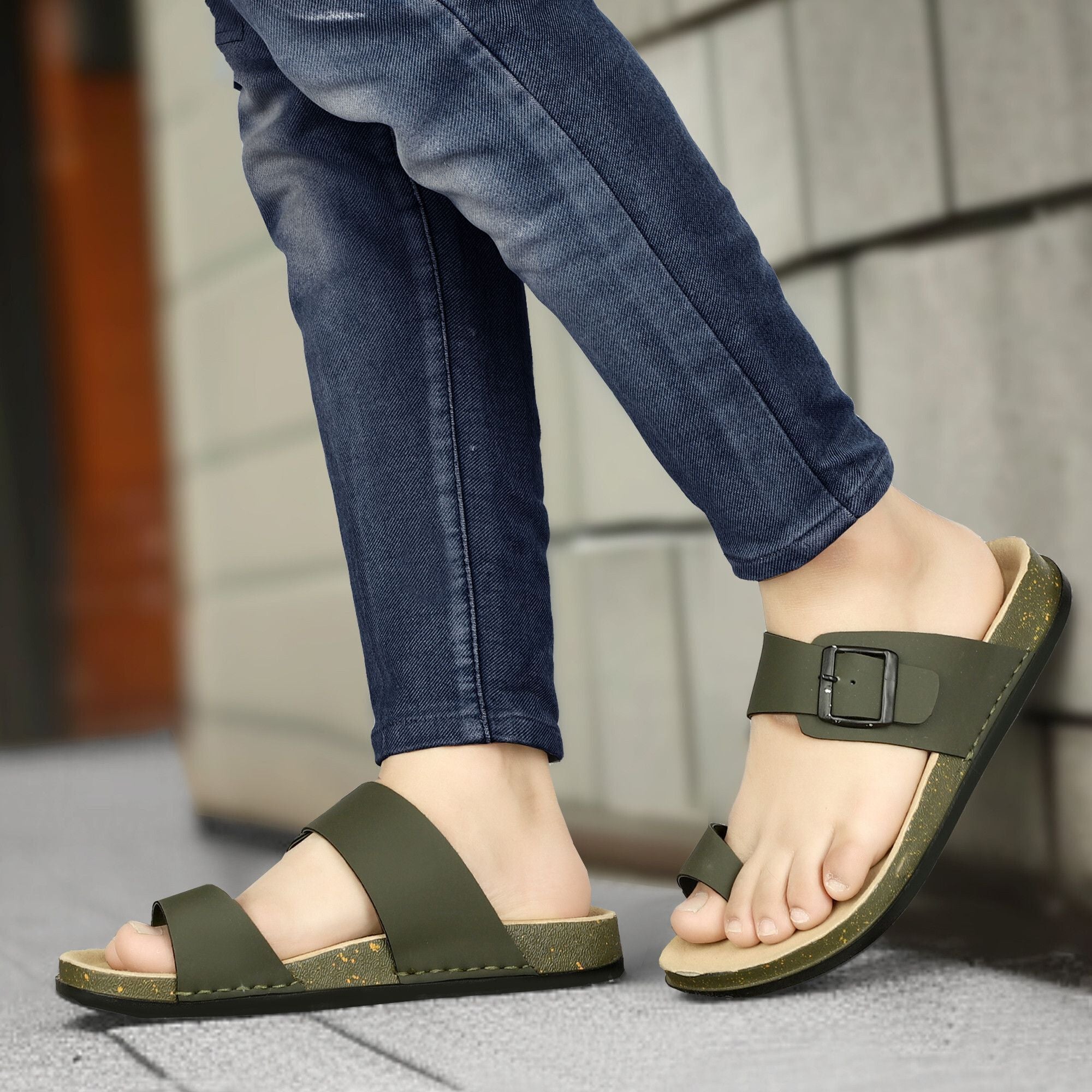 Planet Walk THUMB Olive Sandals - Side
