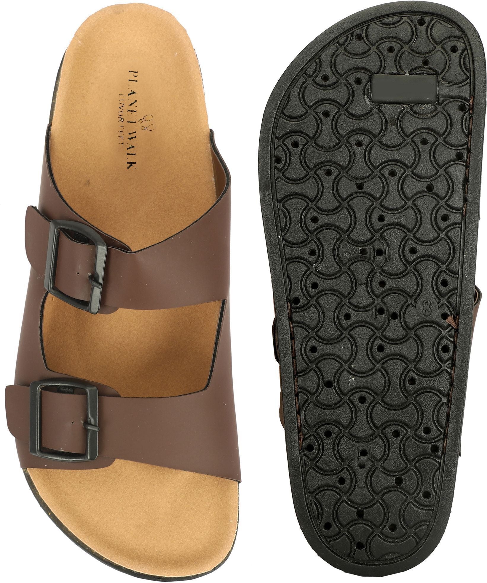 Planet Walk DBUCKLE Brown Sandals - Extra