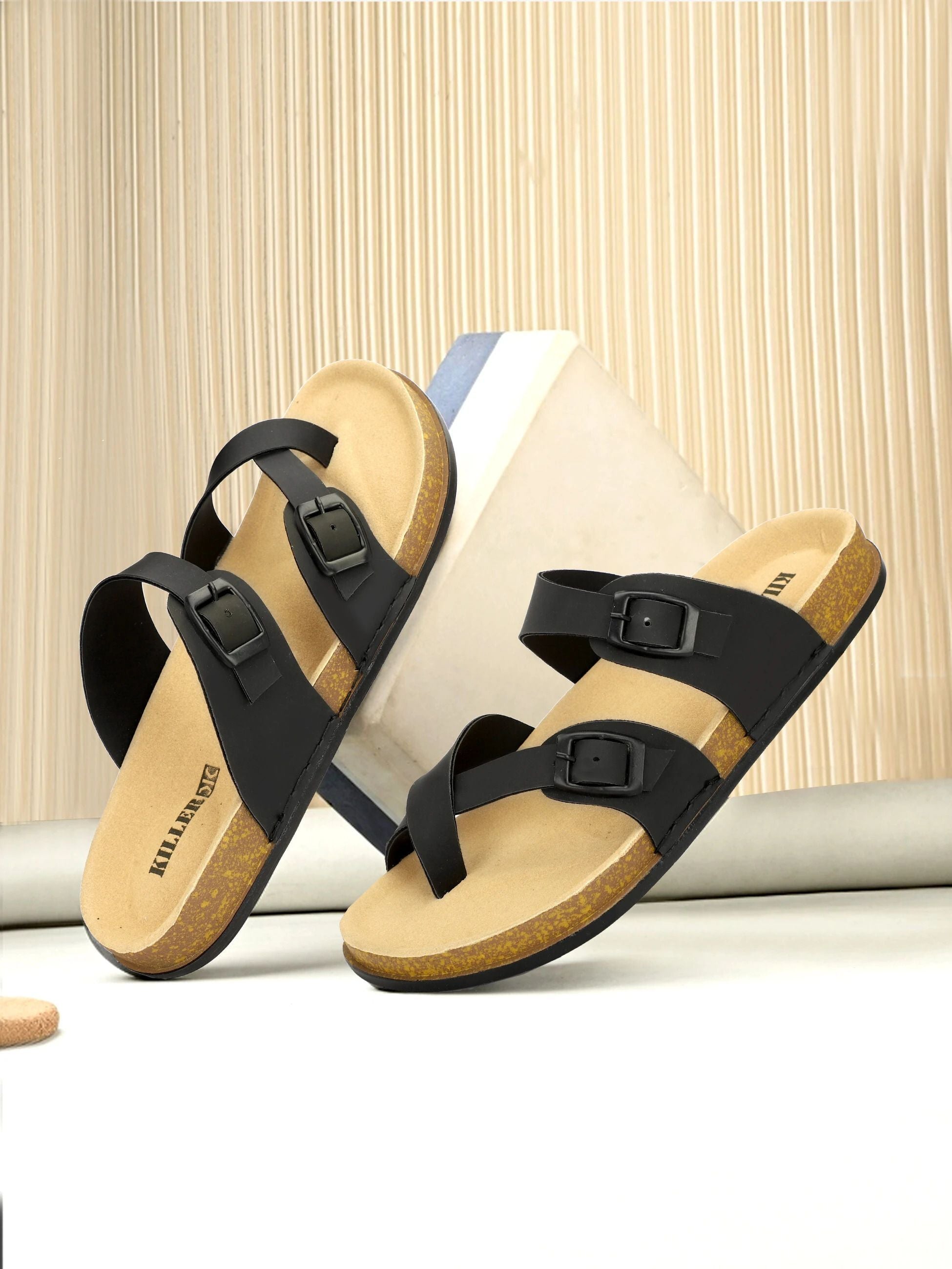 Planet Walk DIAGONAL Black Sandals - Main