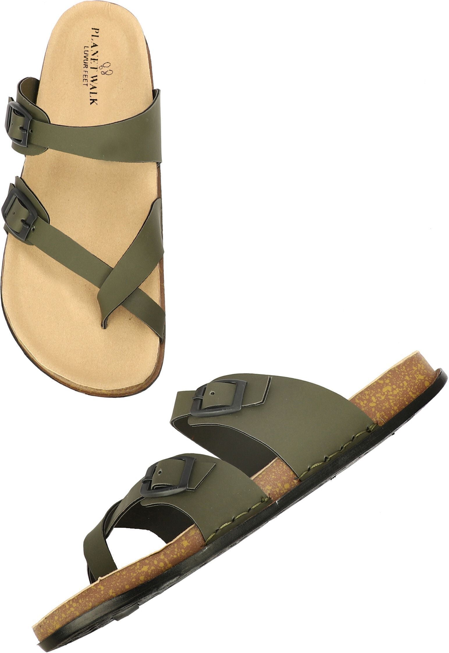 Planet Walk DIAGONAL Olive Sandals - Lifestyle