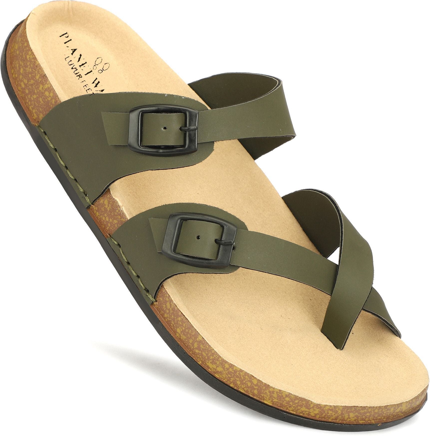 Planet Walk DIAGONAL Olive Sandals - Back