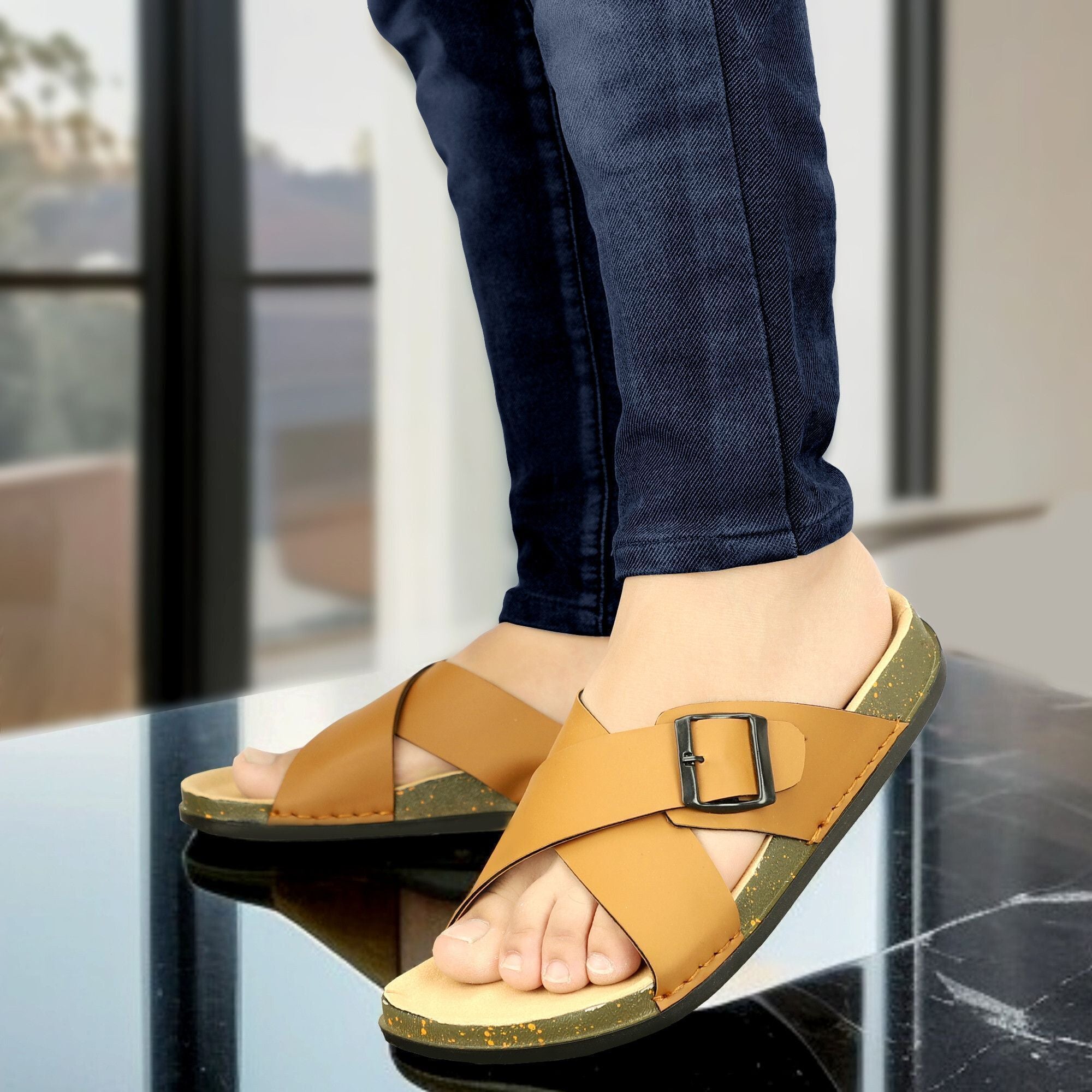 Planet Walk CROSS Tan Sandals - Side