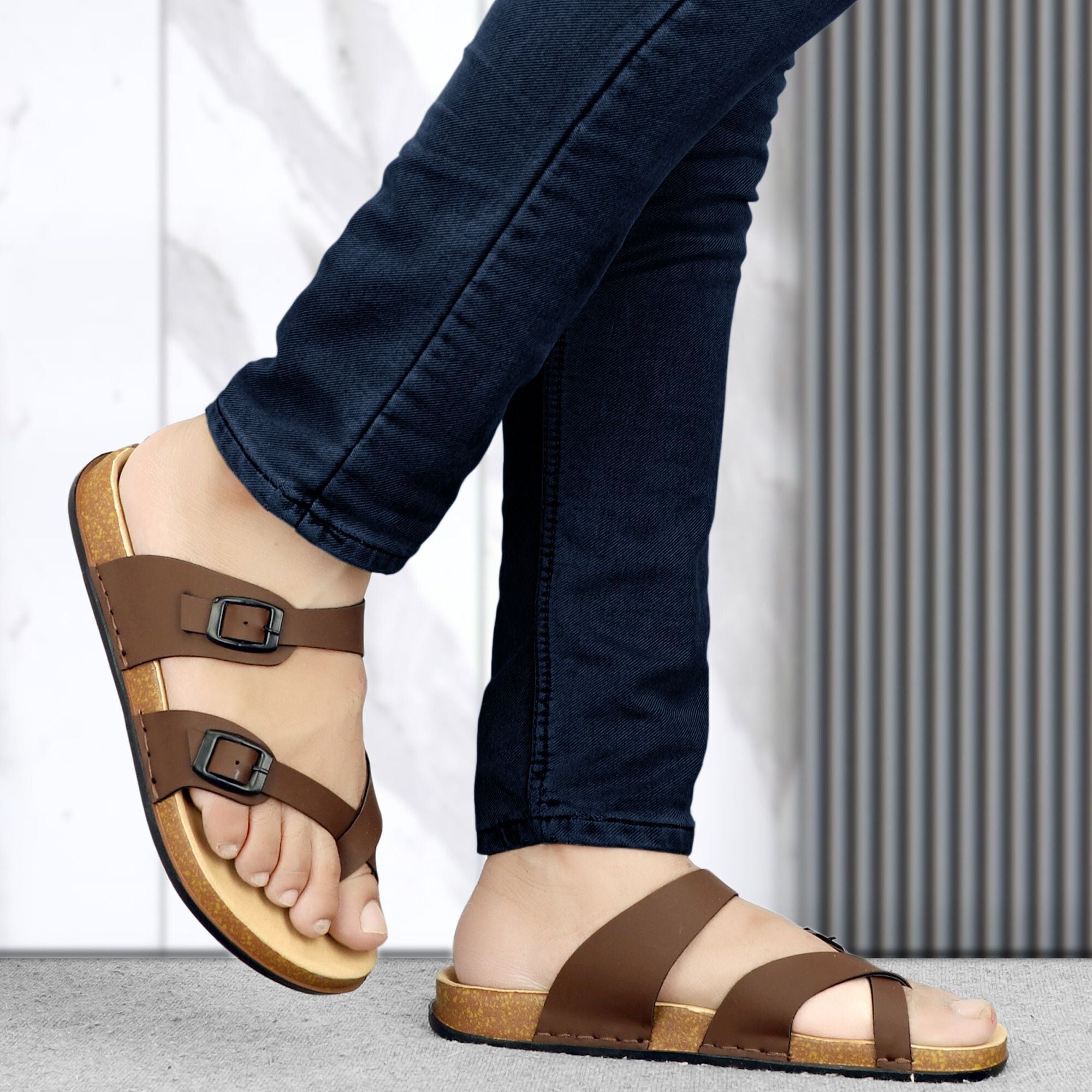 Planet Walk DIAGONAL Brown Sandals - Side