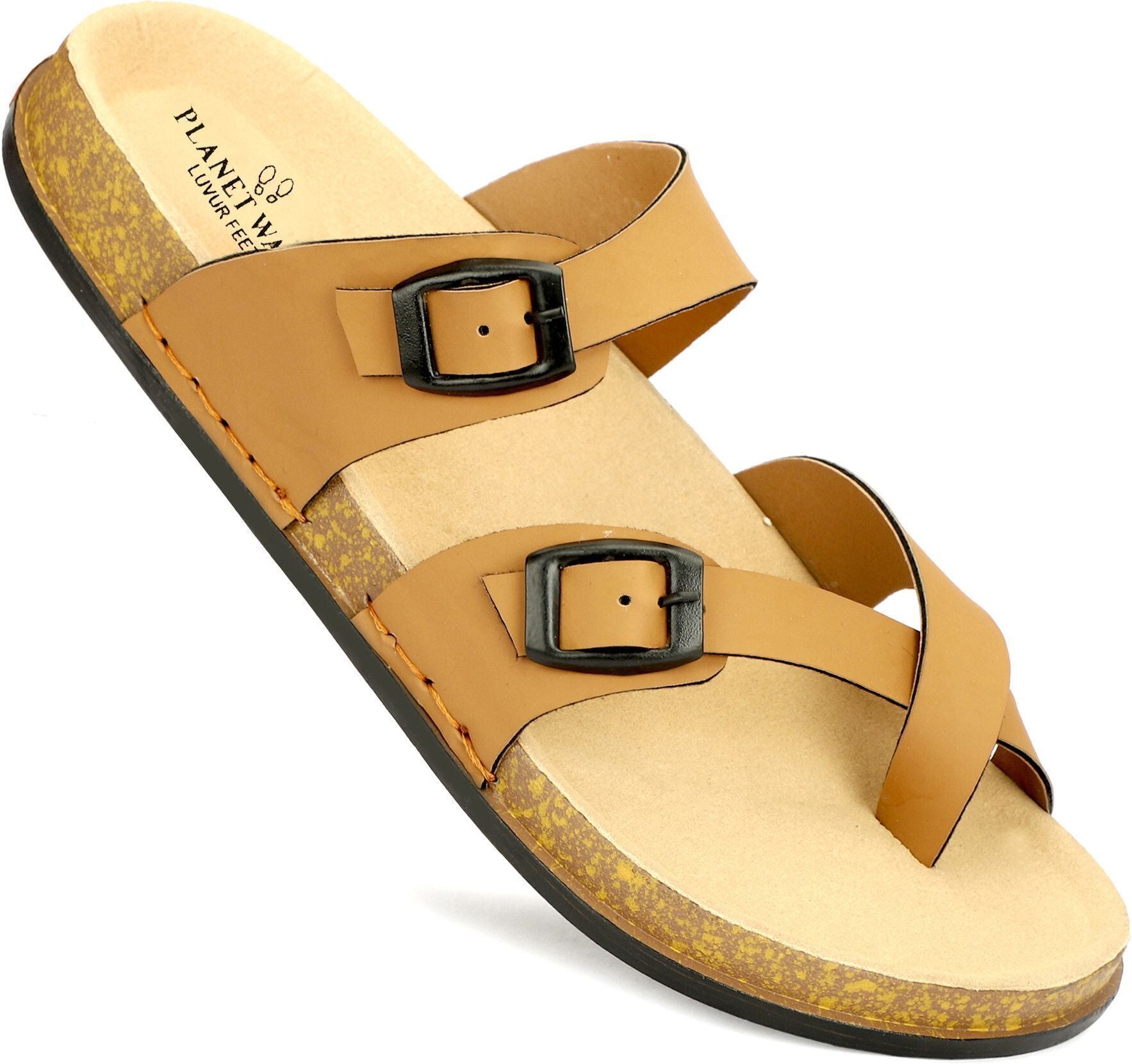 Planet Walk DIAGONAL Tan Sandals - Side