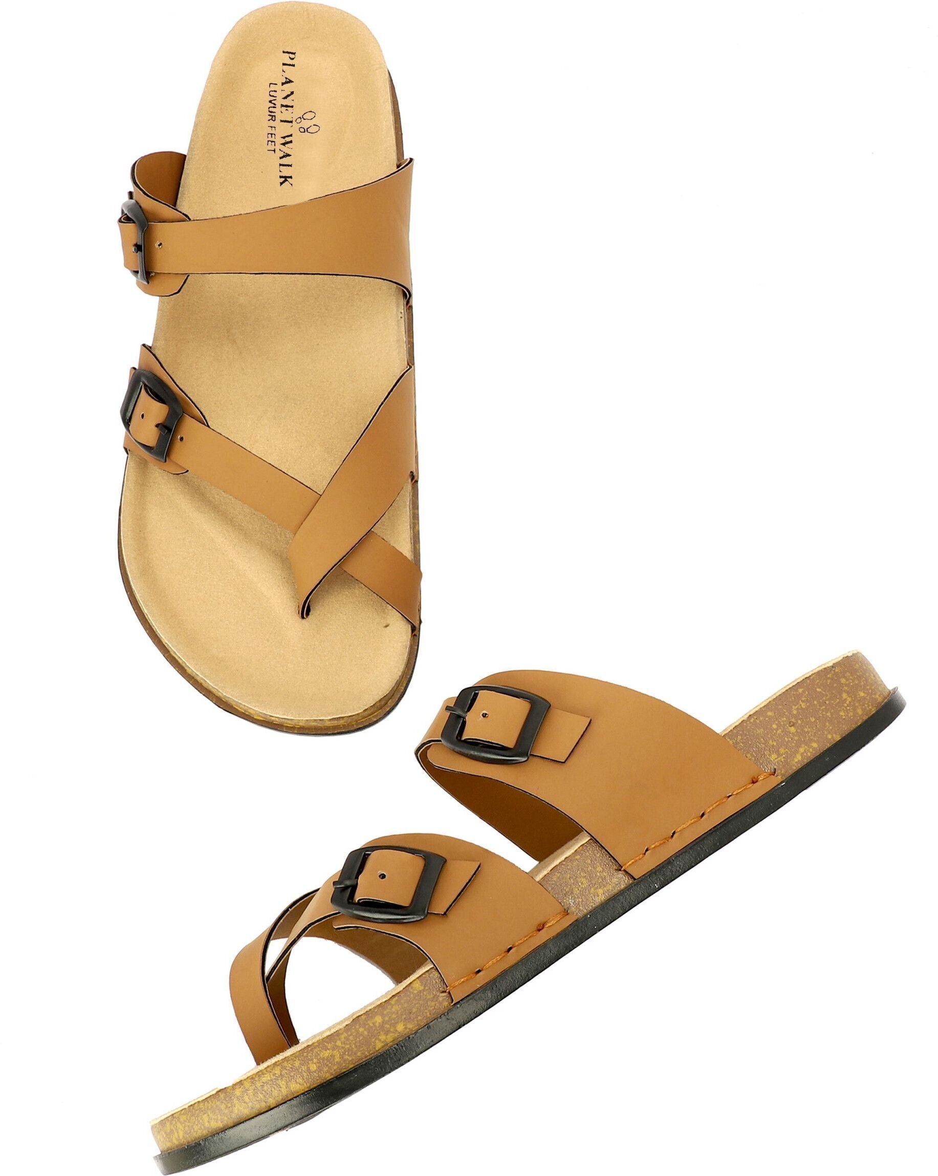 Planet Walk DIAGONAL Tan Sandals - Back