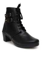Planet Walk Biker Lace-Up Women's Ankle Boots - Black