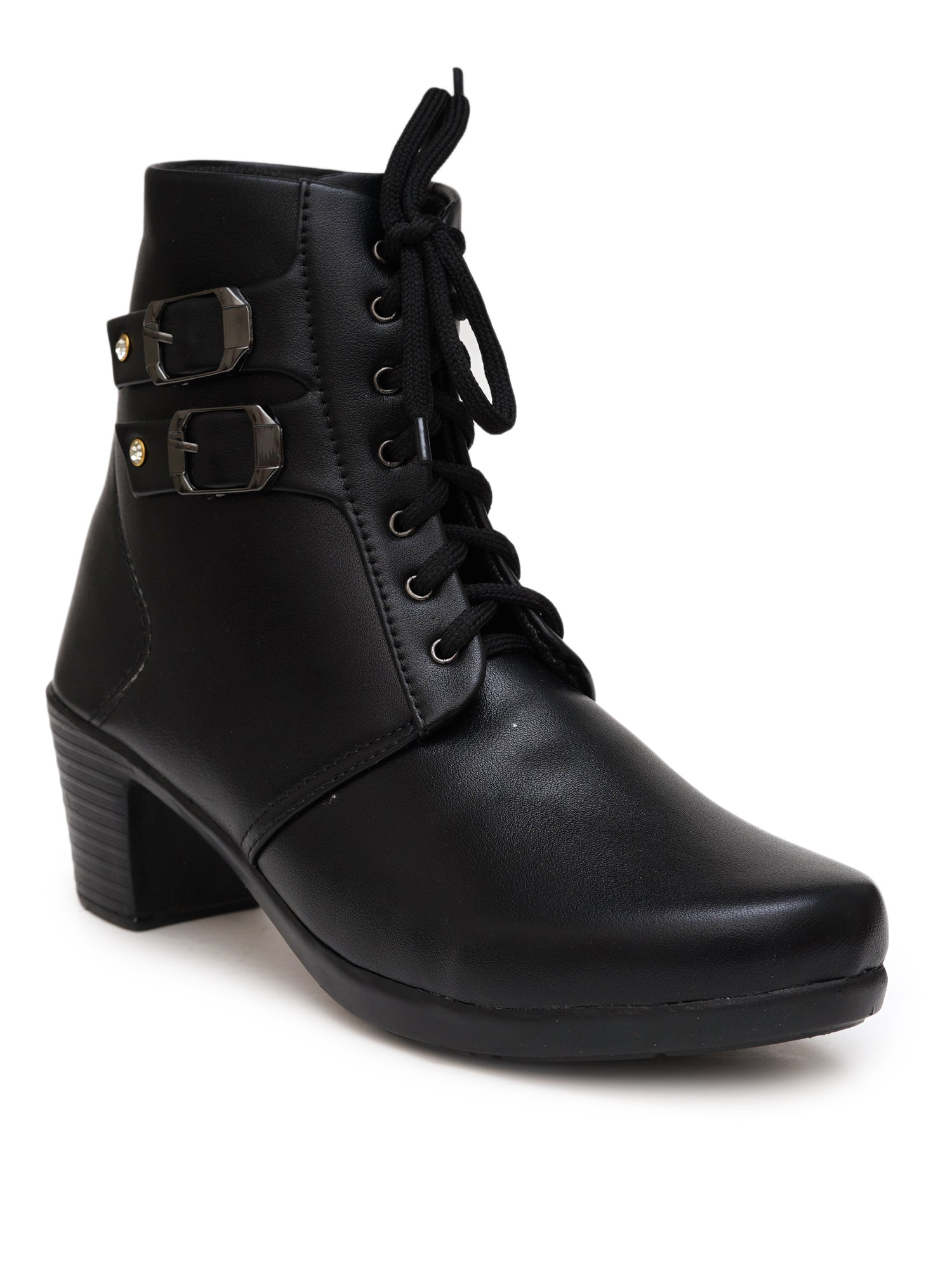 Planet Walk Biker Lace-Up Women's Ankle Boots - Black