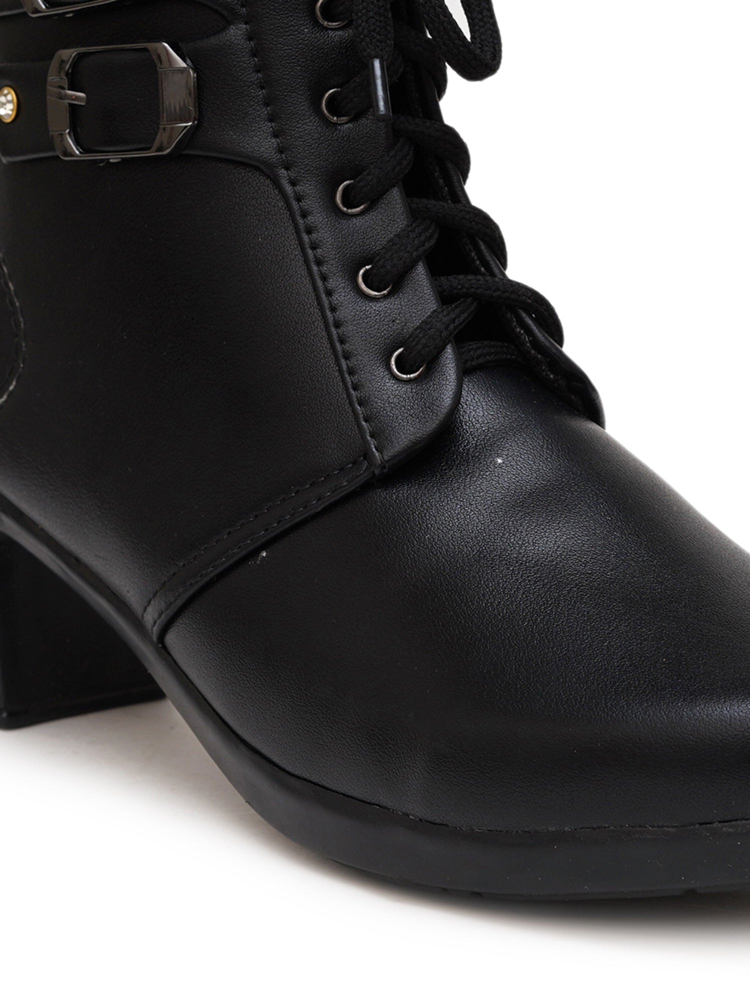 Planet Walk Biker Lace-Up Women's Ankle Boots - Black view 2