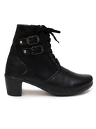 Planet Walk Biker Lace-Up Women's Ankle Boots - Black view 3