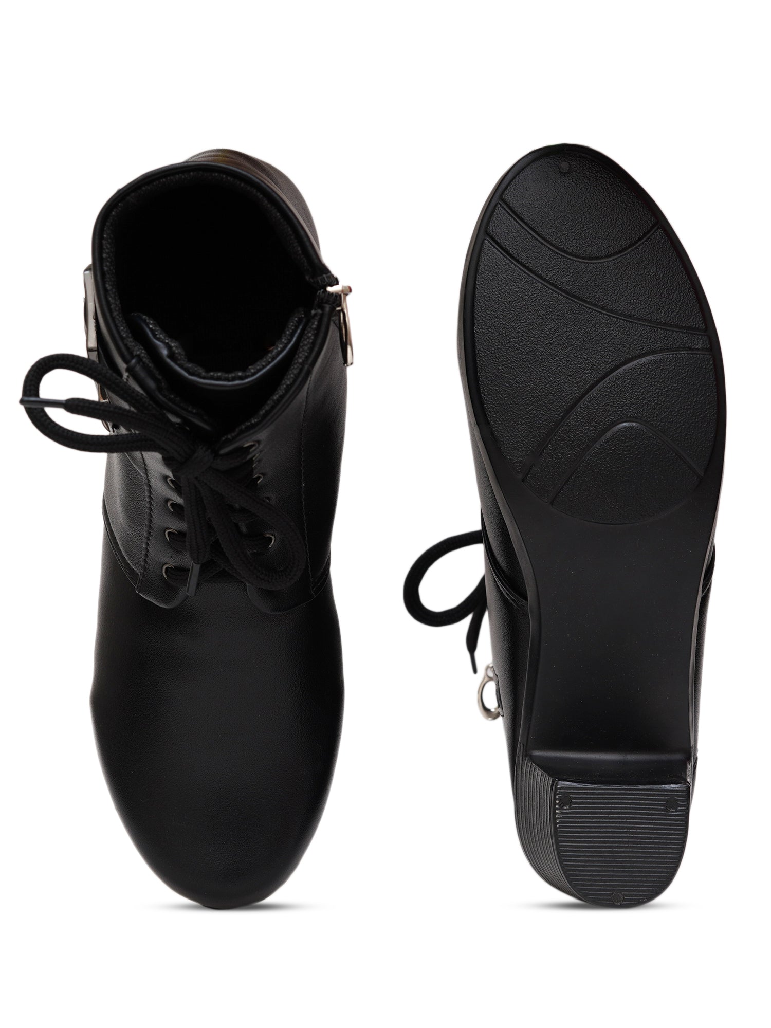 Planet Walk Biker Lace-Up Women's Ankle Boots - Black view 6