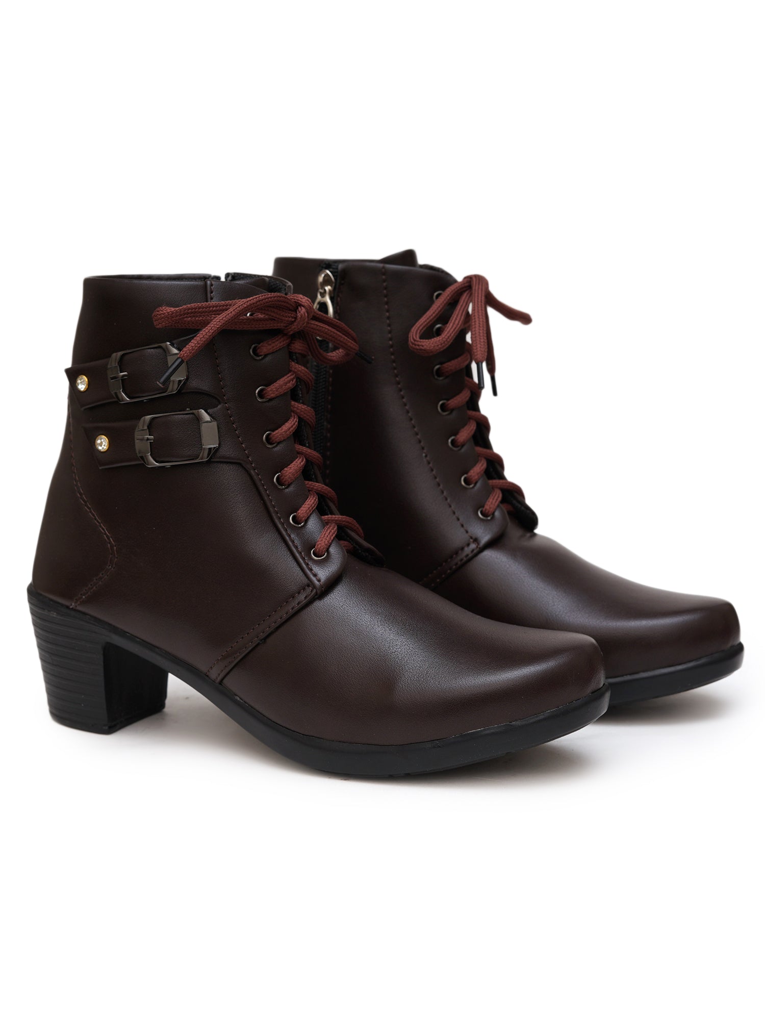Planet Walk Biker Lace-Up Women's Ankle Boots - Brown view 5