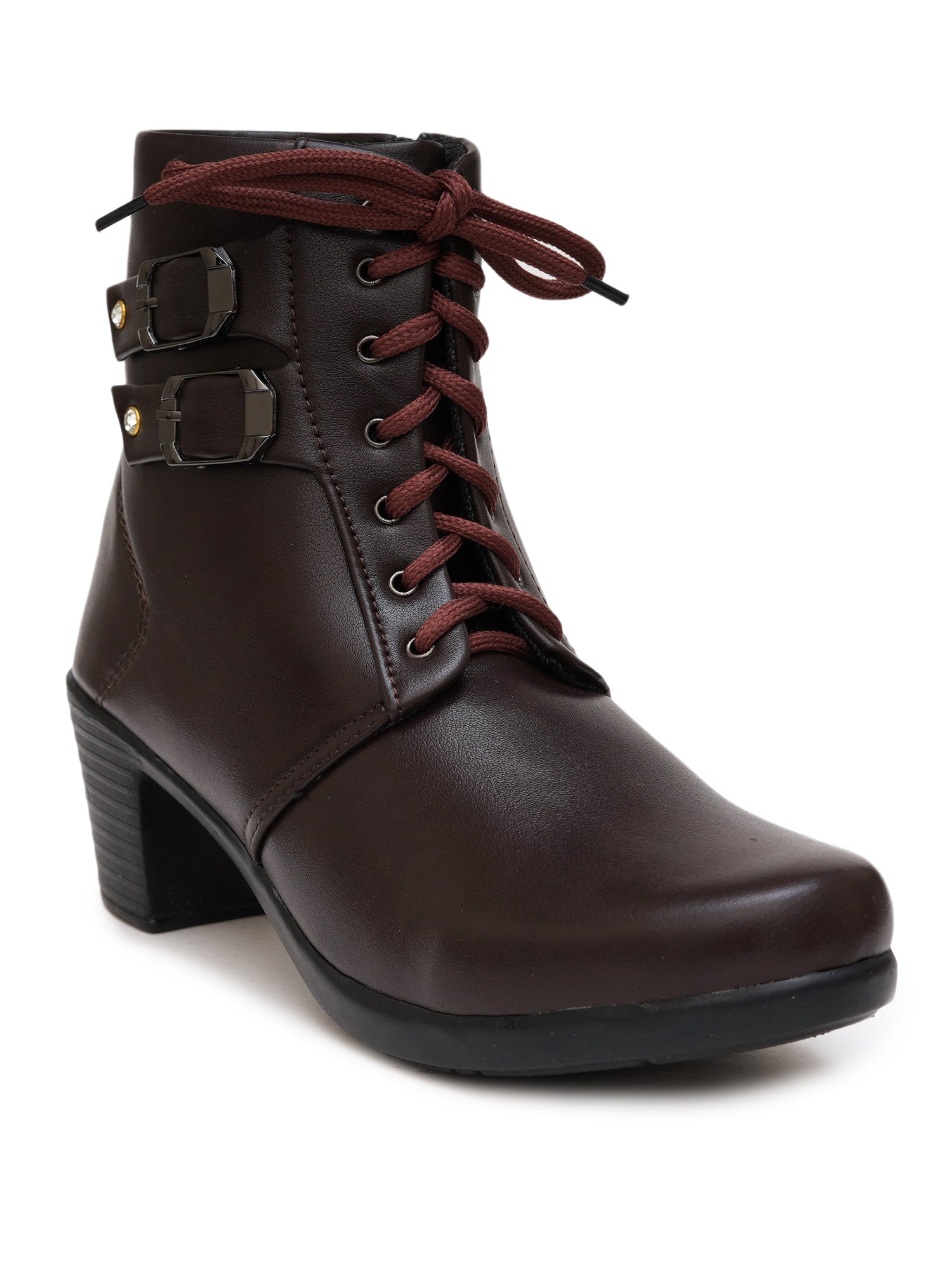Planet Walk Biker Lace-Up Women's Ankle Boots - Brown